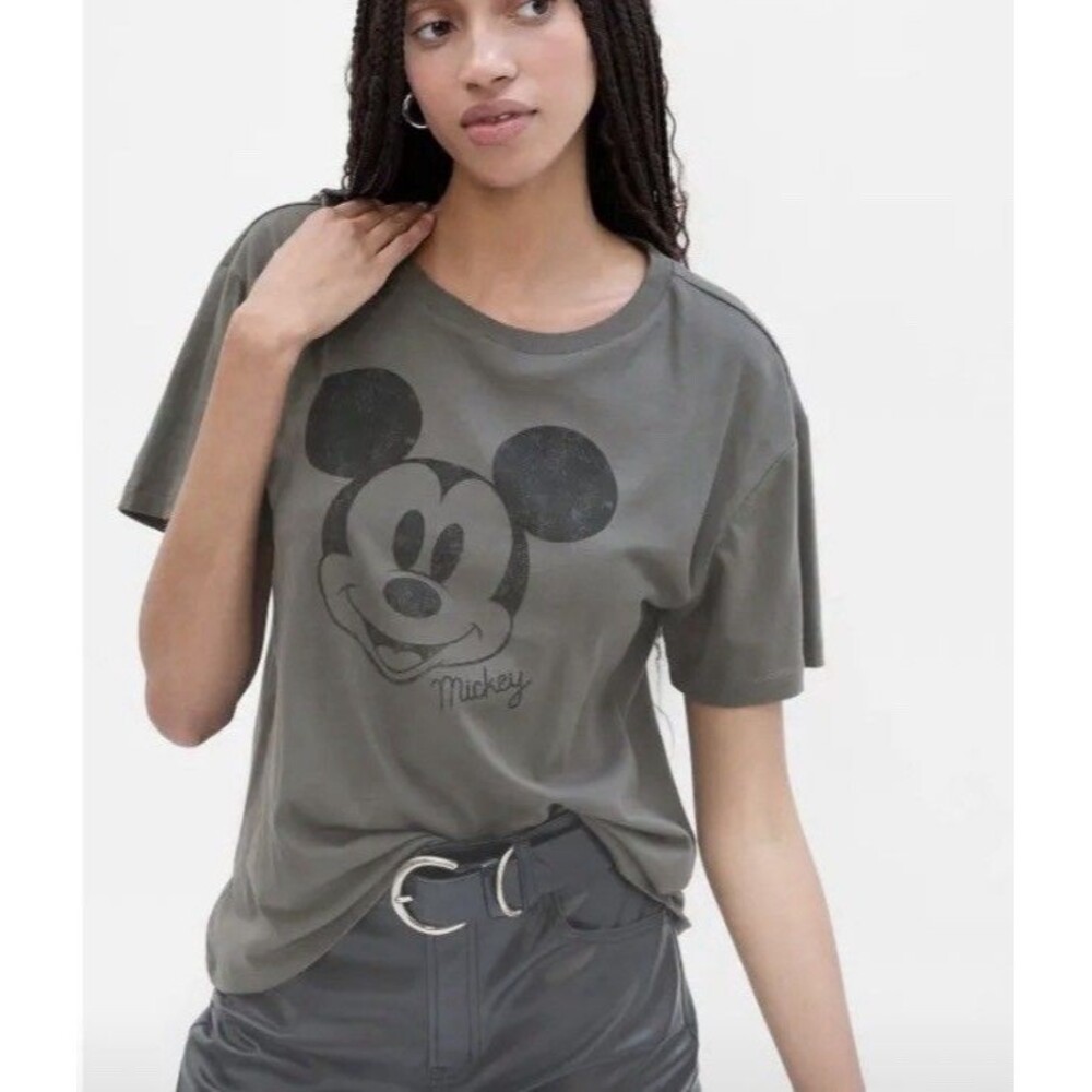Gap Disney Mickey Mouse Relaxed Graphic T-Shirt Gray Medium Casual Streetwear